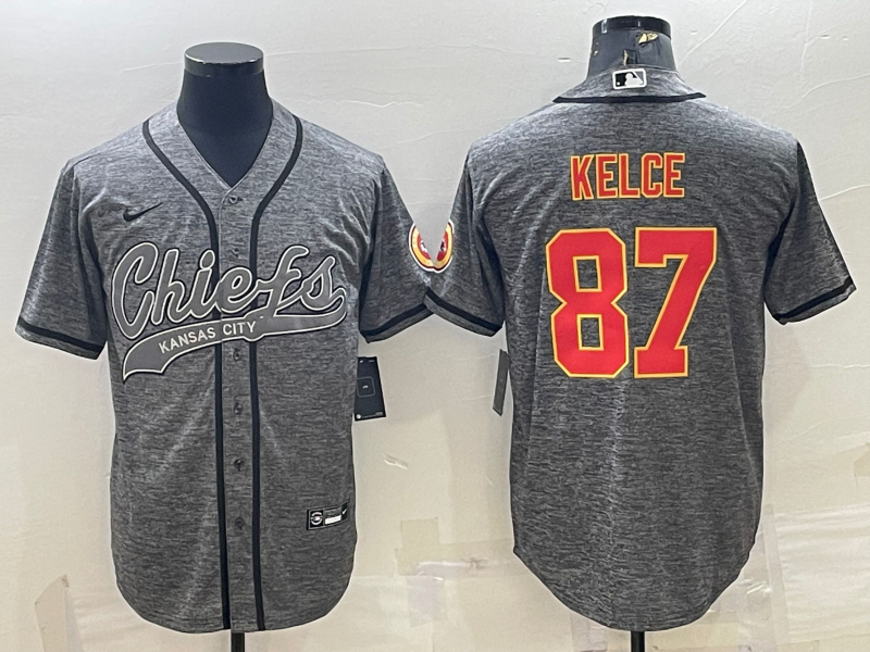 Men's Kansas City Chiefs Travis Kelce #87 Grey Game Jerseys Joint Edition