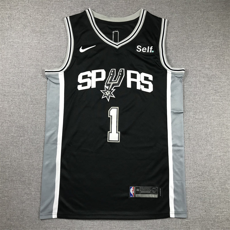 Men's San Antonio Spurs Victor Wembanyama #1 Black 2022/23 Swingman Jerseys - Icon Edition