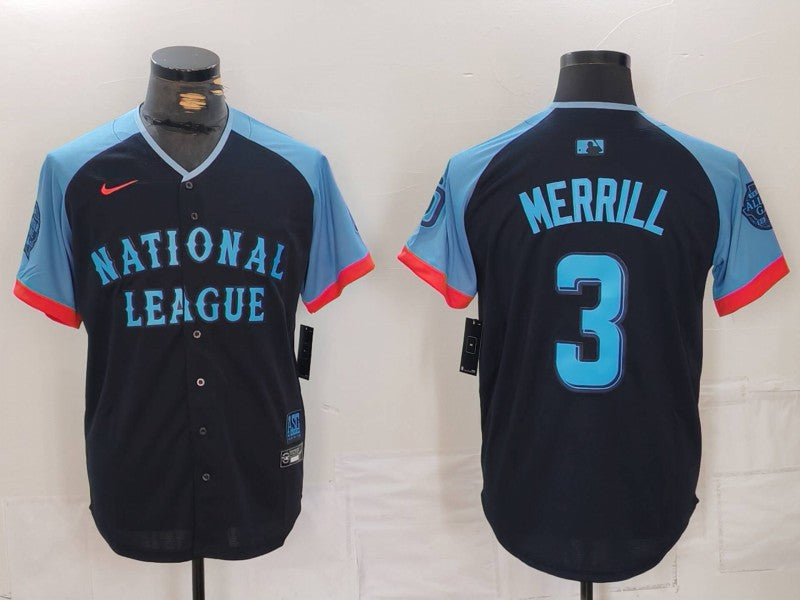 Men's National League Jackson Merrill #3 Navy 2024 MLB All-Star Game Limited Player Jerseys