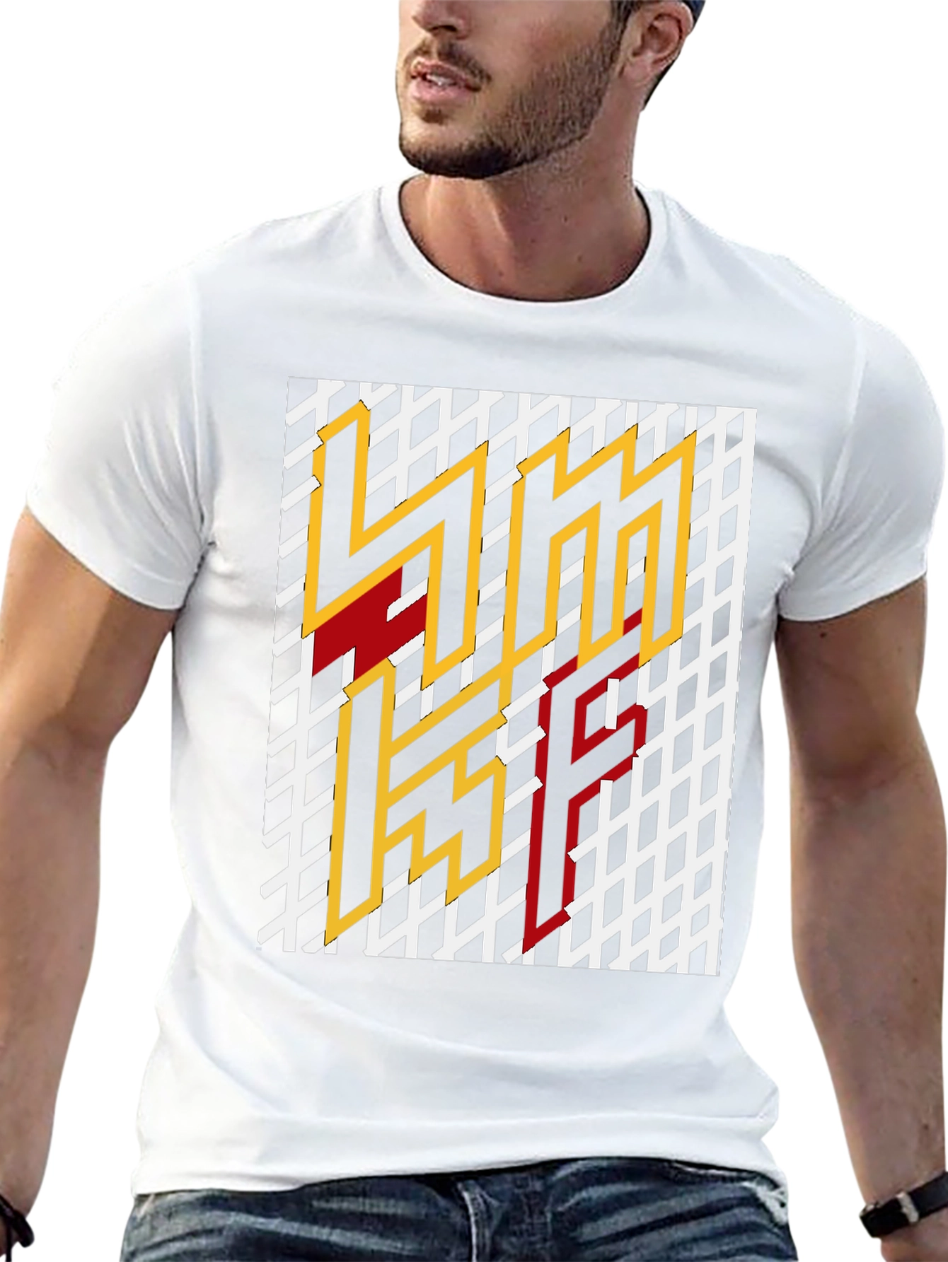 Geometric Graphic Print T-Shirt - Black