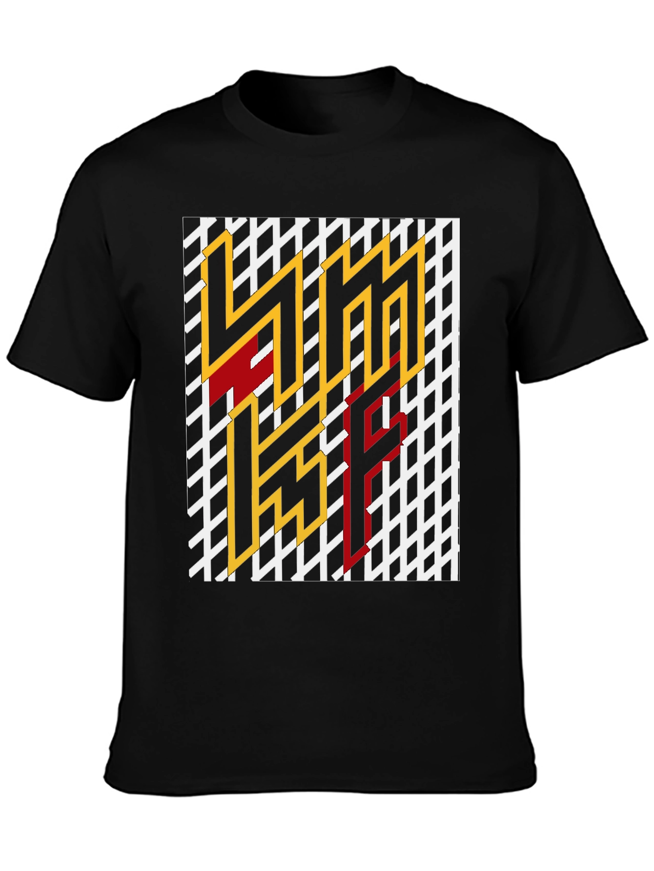 Geometric Graphic Print T-Shirt - Black