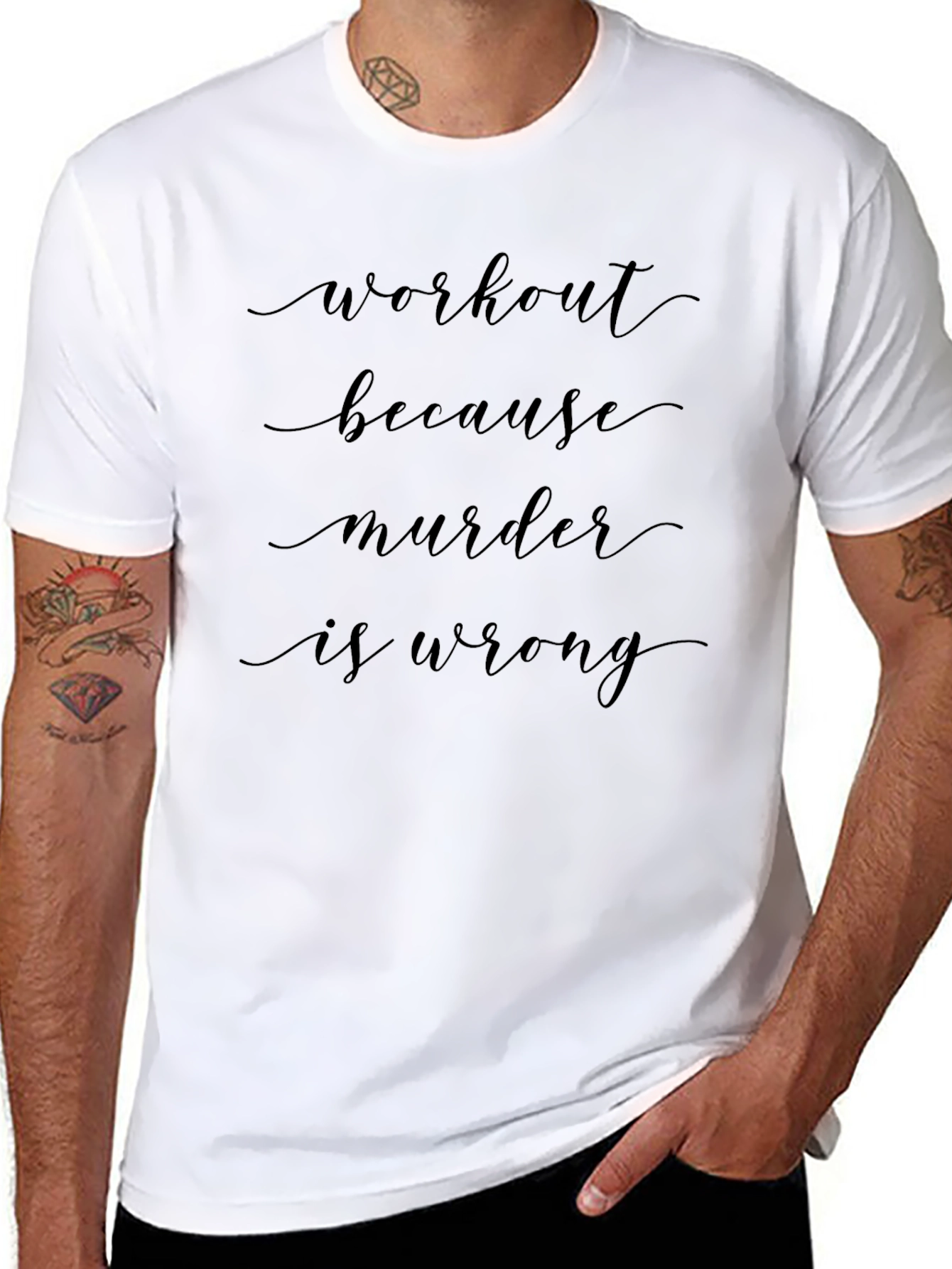Workout Because Murder is Wrong Black T-Shirt