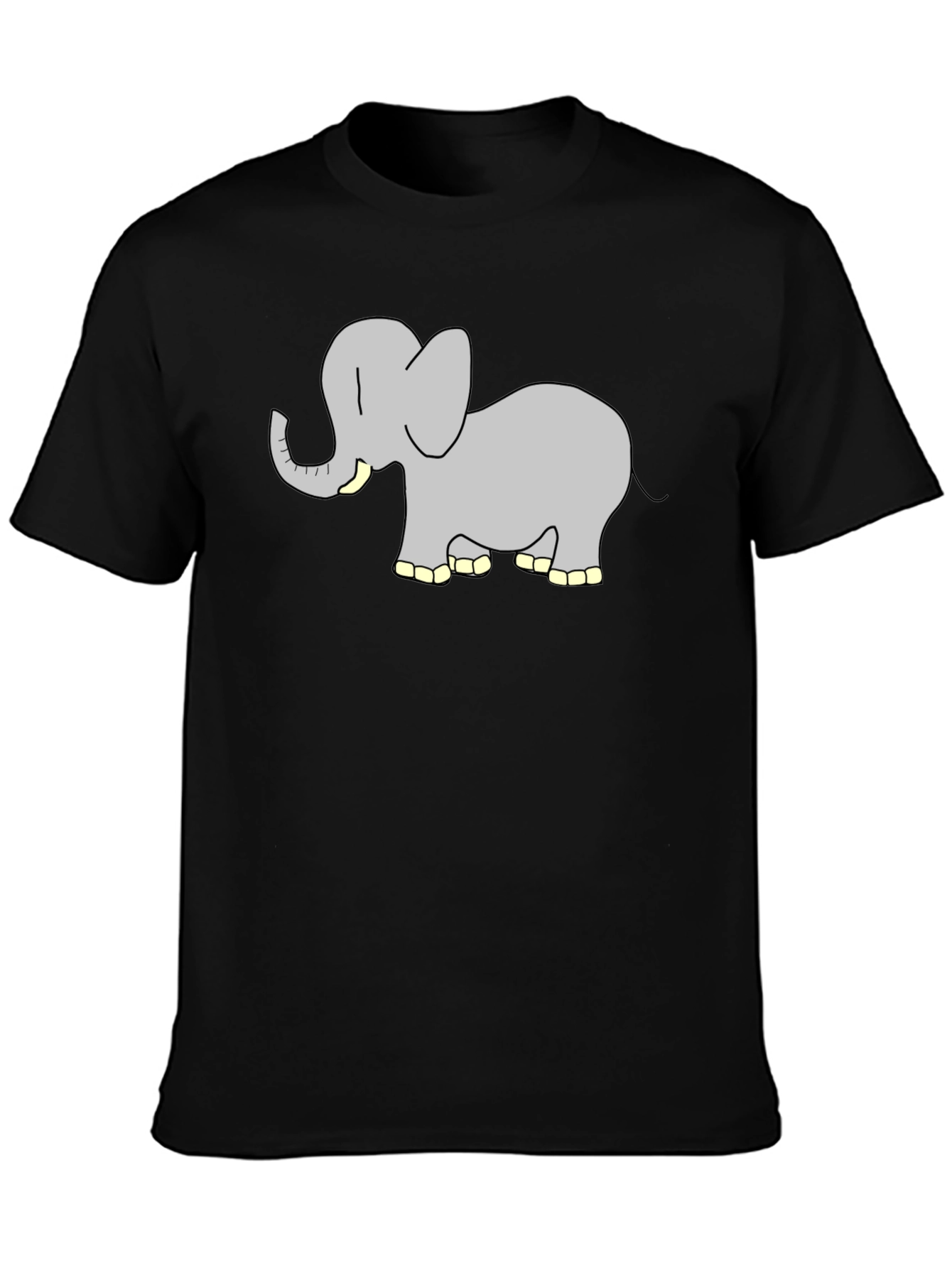 Elephant Graphic Tee - Black Cotton T-Shirt