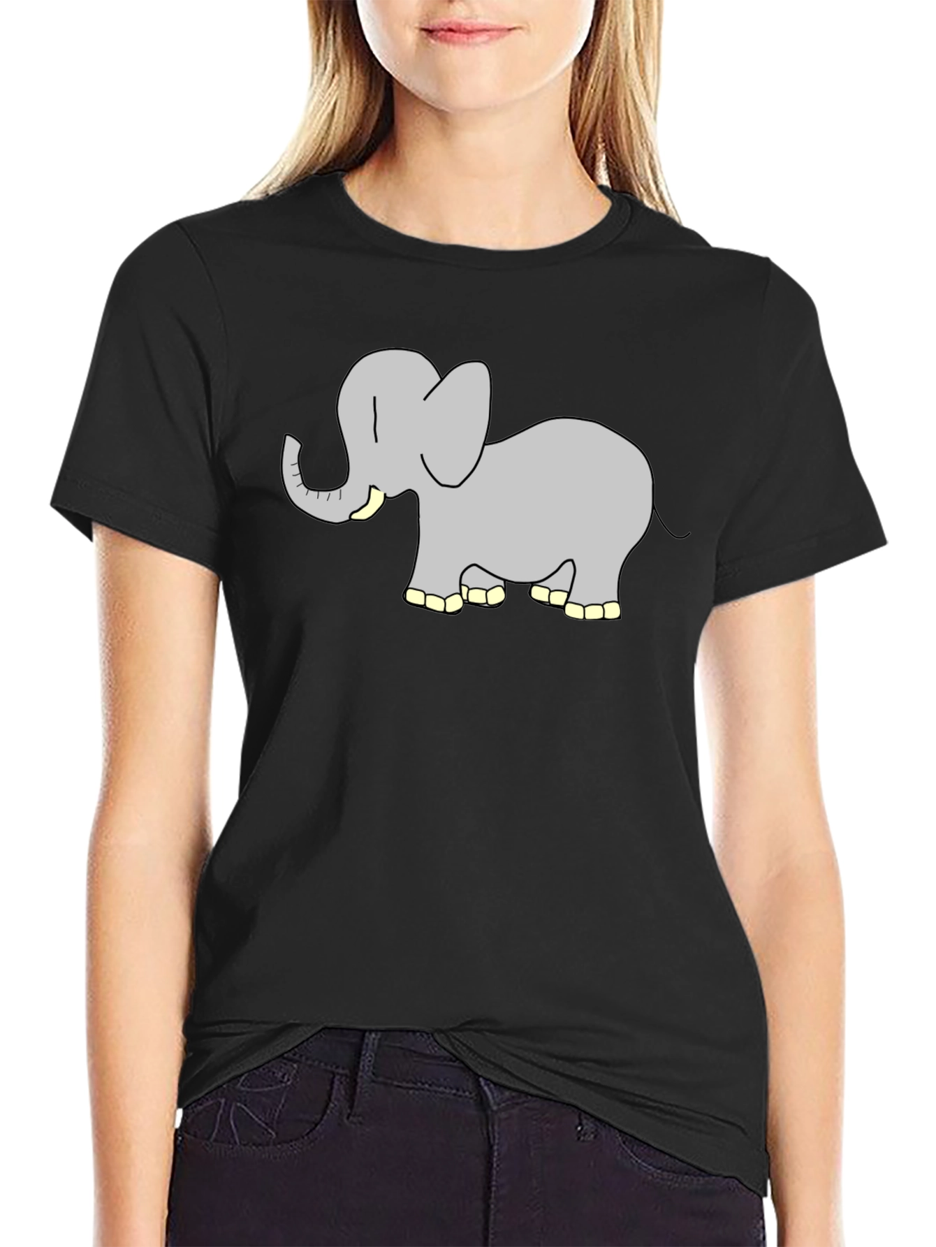 Elephant Graphic Tee - Black Cotton T-Shirt