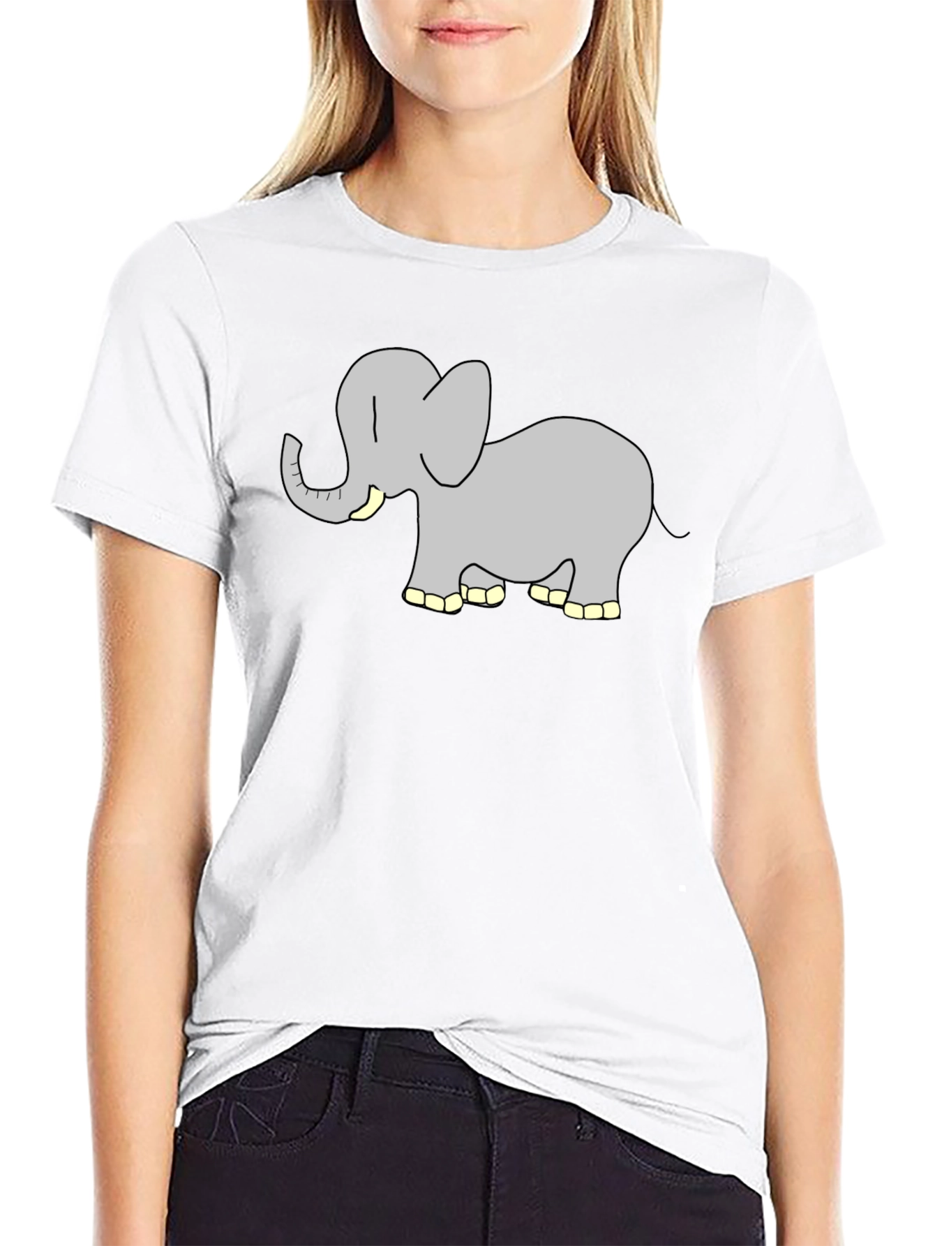 Elephant Graphic Tee - Black Cotton T-Shirt