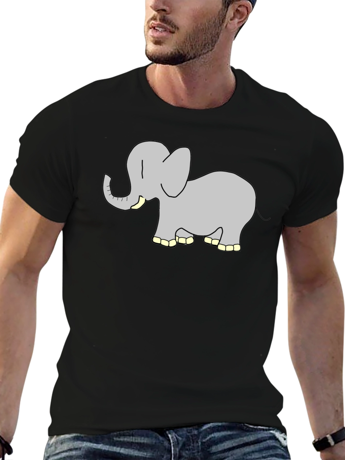 Elephant Graphic Tee - Black Cotton T-Shirt