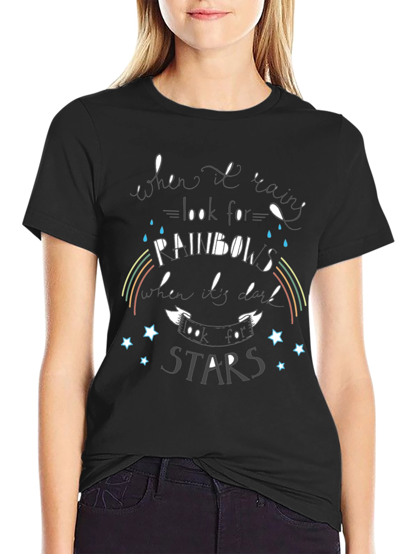 Inspirational Graphic T-Shirt - Rainbows and Stars