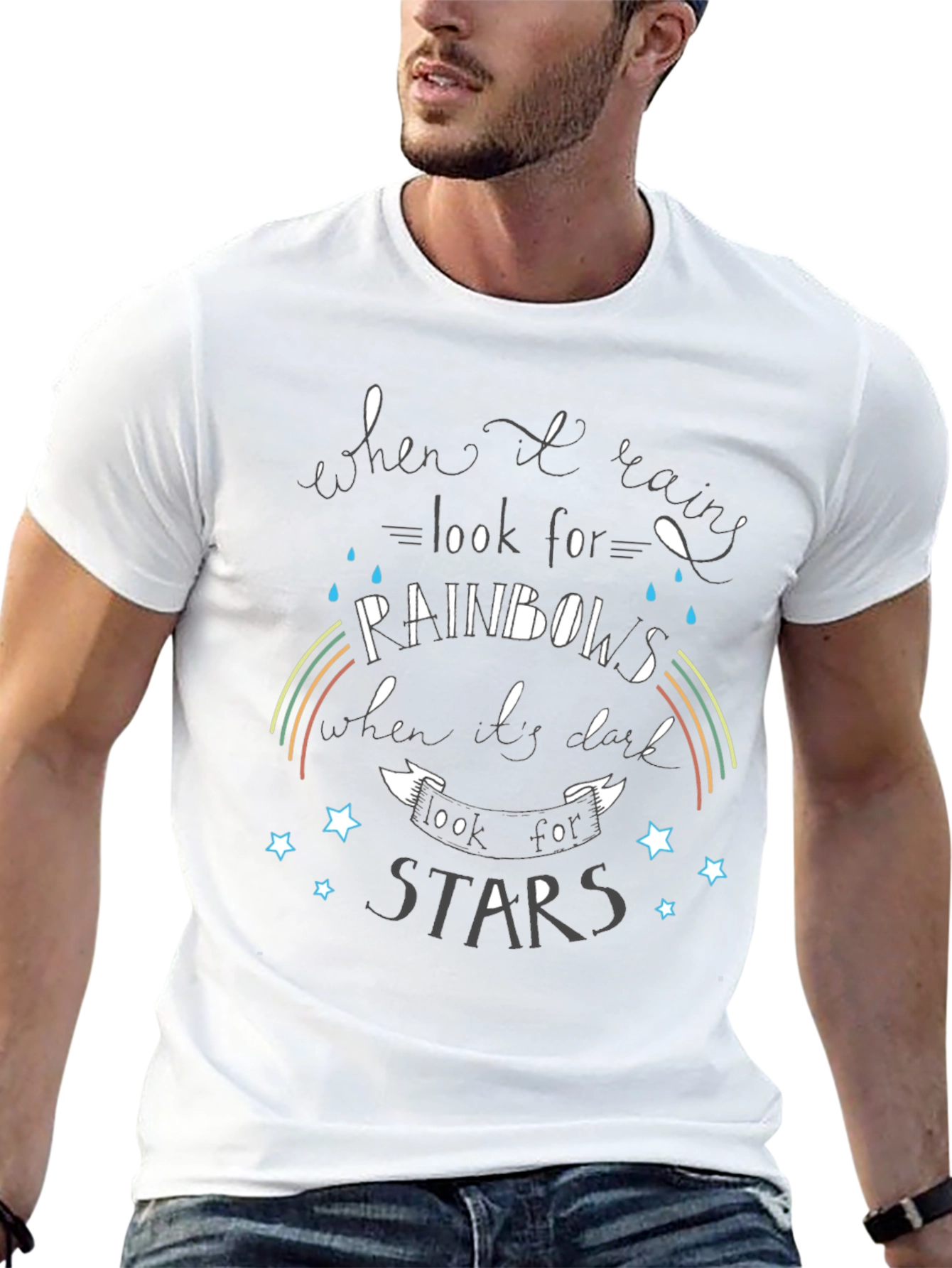 Inspirational Graphic T-Shirt - Rainbows and Stars