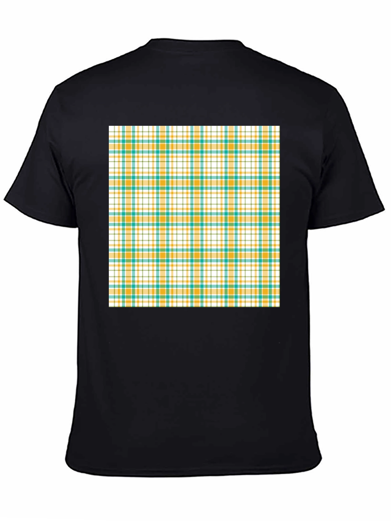 Modern Plaid Pattern Black T-Shirt