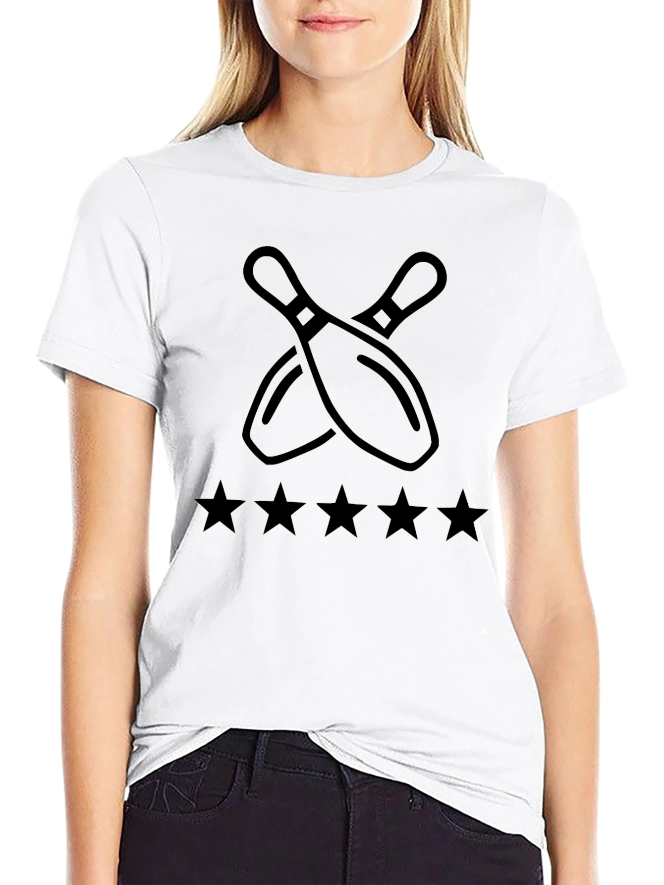 Bowling Pins & Stars Graphic Tee - Black