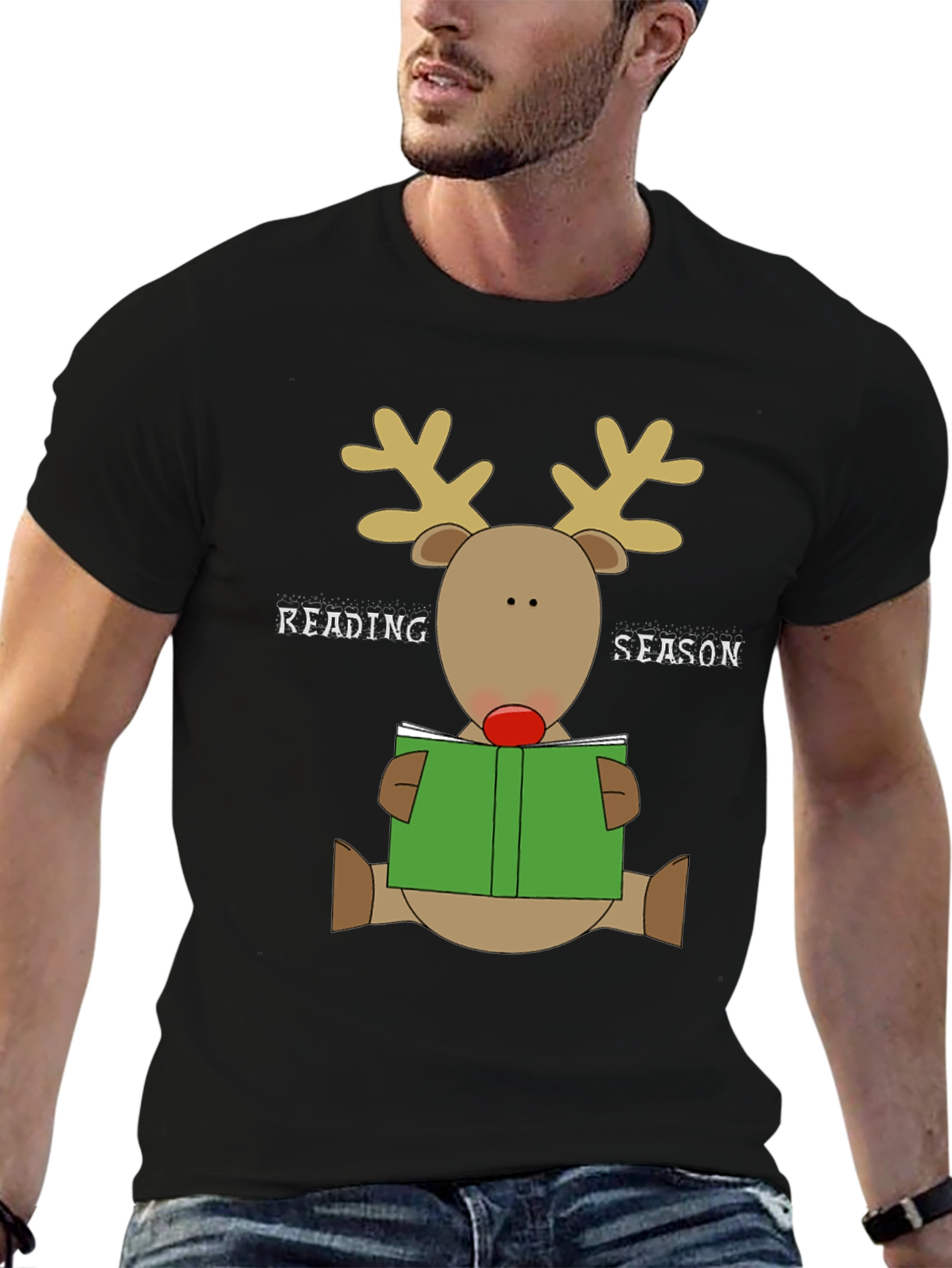 Reading Season Reindeer Graphic T-Shirt