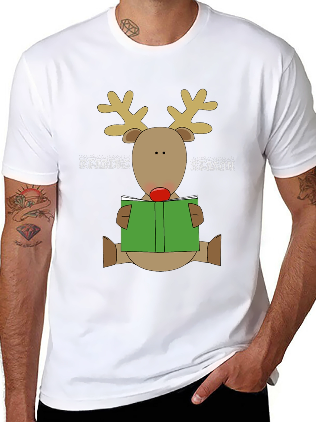 Reading Season Reindeer Graphic T-Shirt