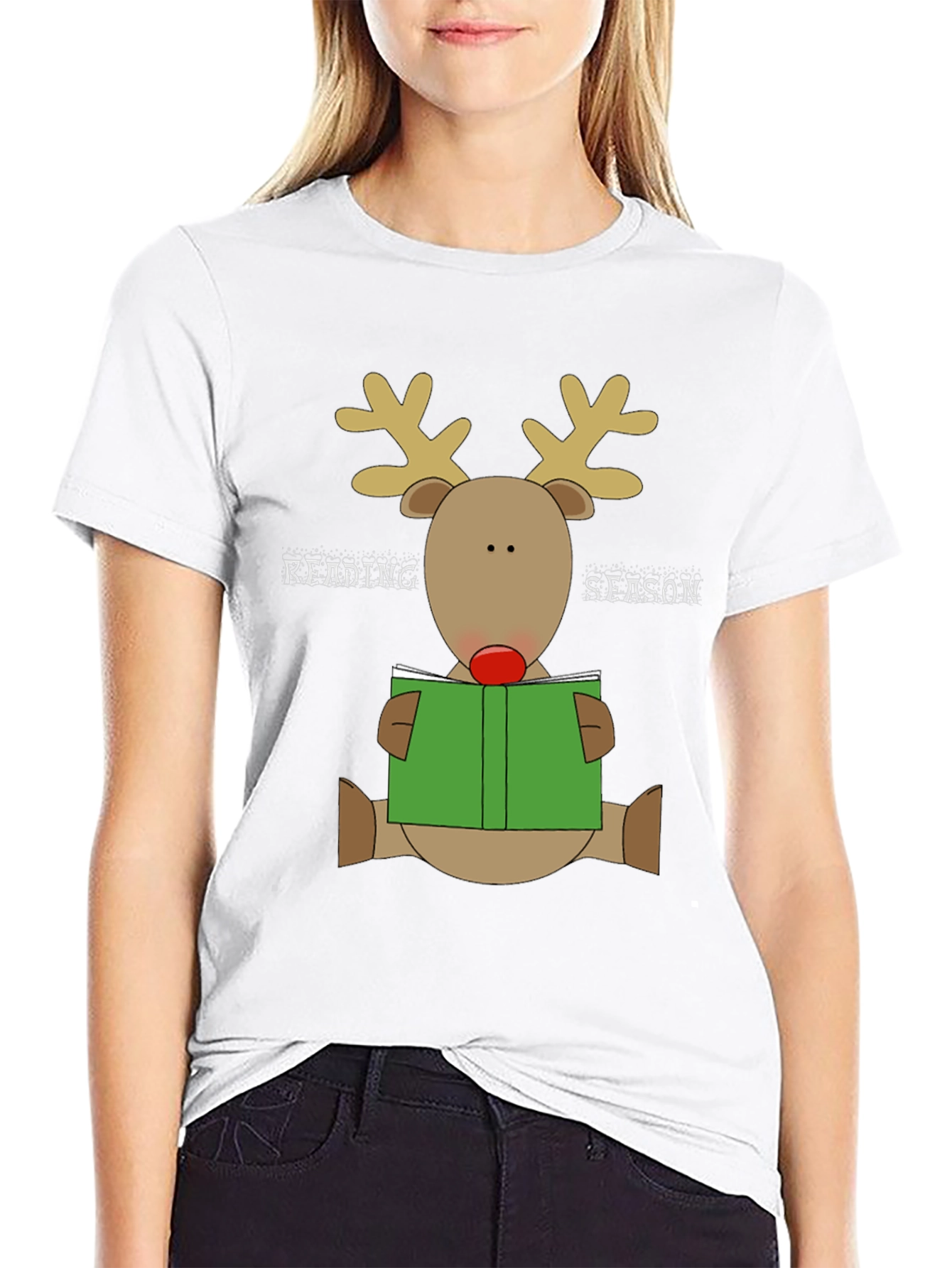 Reading Season Reindeer Graphic T-Shirt