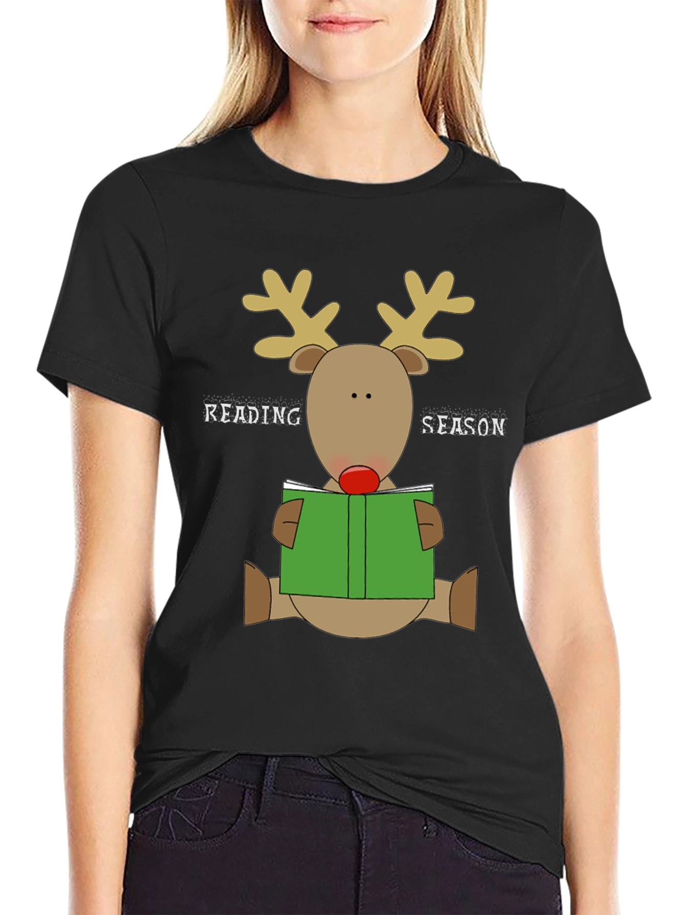 Reading Season Reindeer Graphic T-Shirt