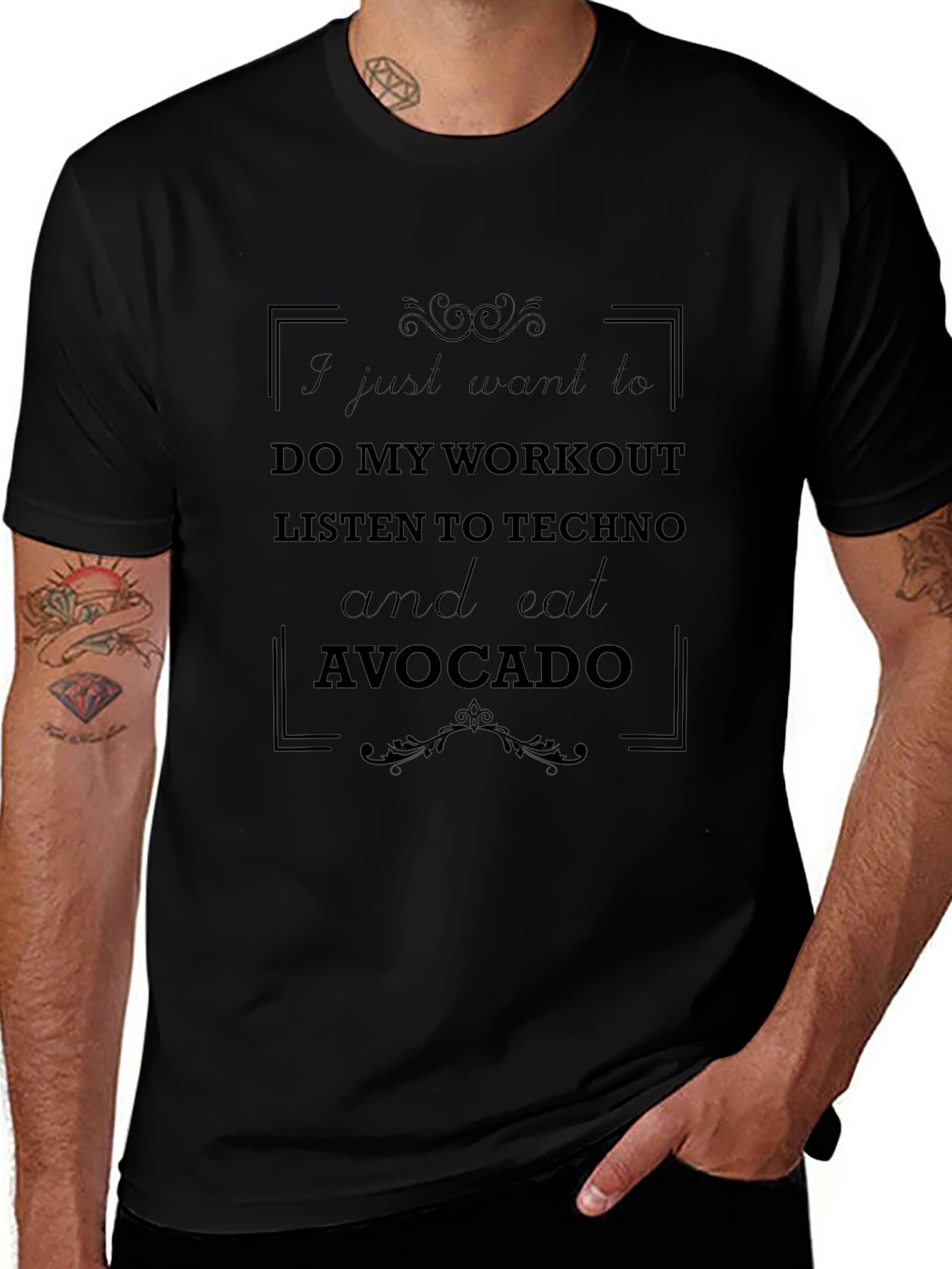 Workout Techno Avocado Black T-Shirt