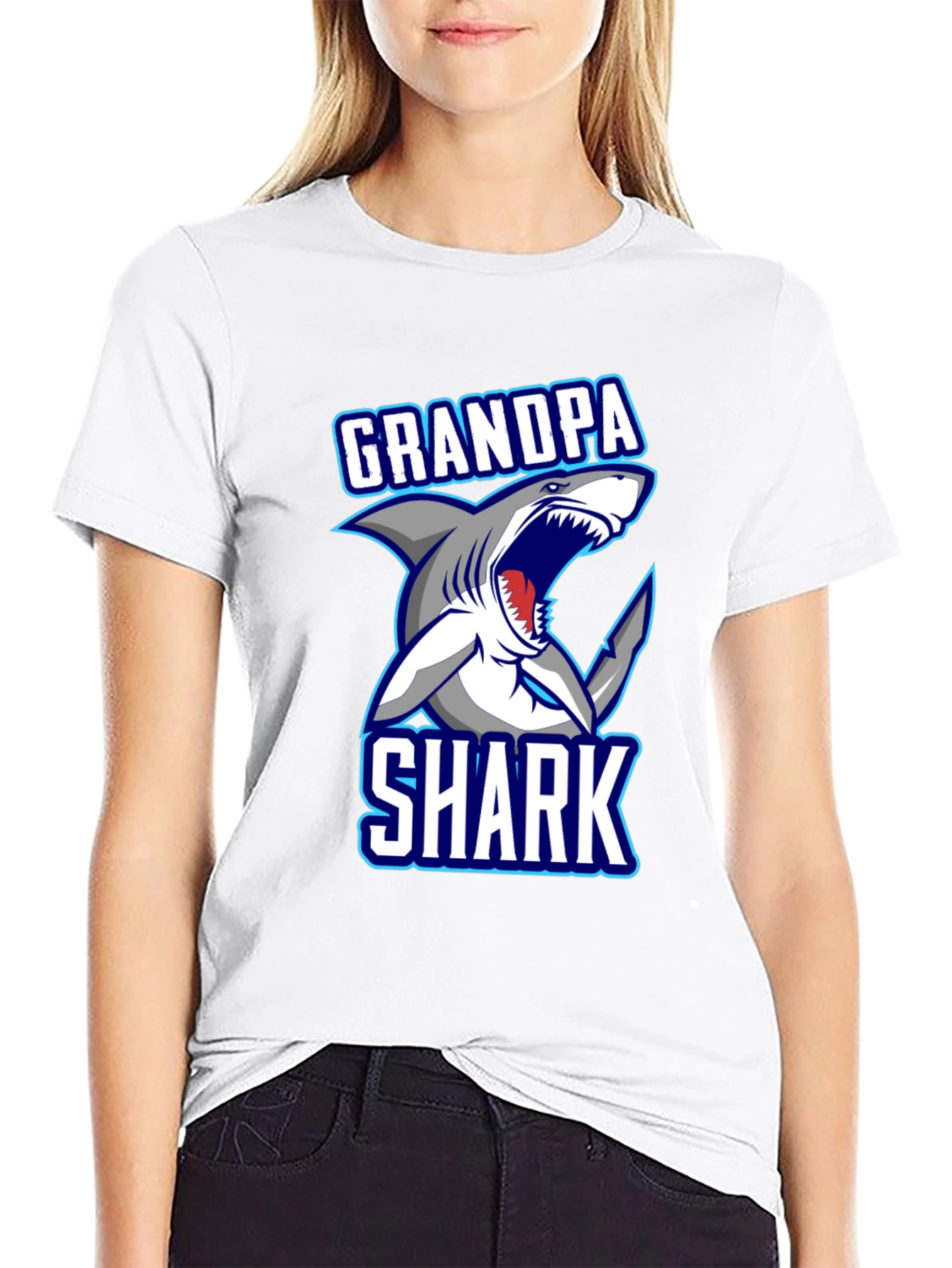 Grandpa Shark Graphic T-Shirt - Mens Black Tee