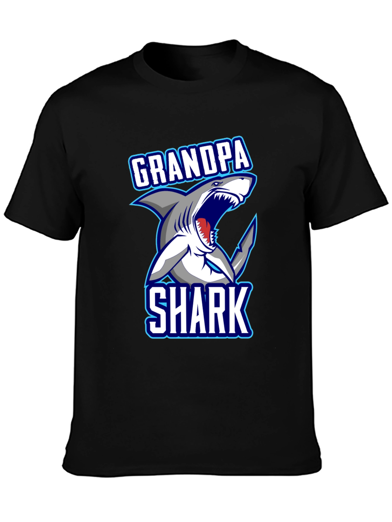 Grandpa Shark Graphic T-Shirt - Mens Black Tee
