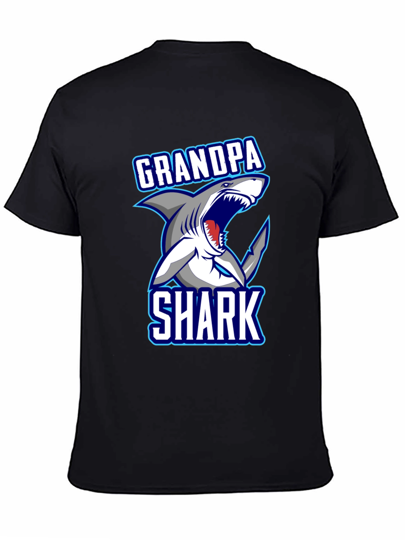 Grandpa Shark Graphic T-Shirt - Mens Black Tee