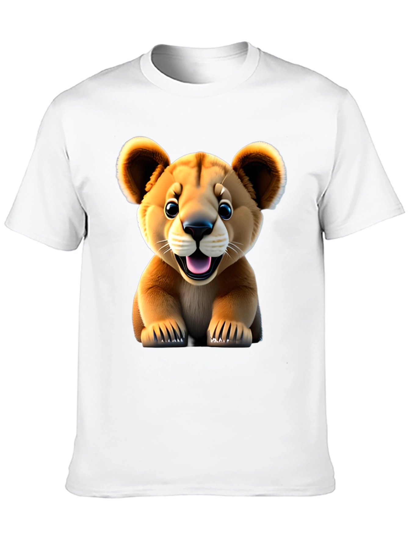 Cute Lion Cub Graphic Tee - Black Unisex Shirt