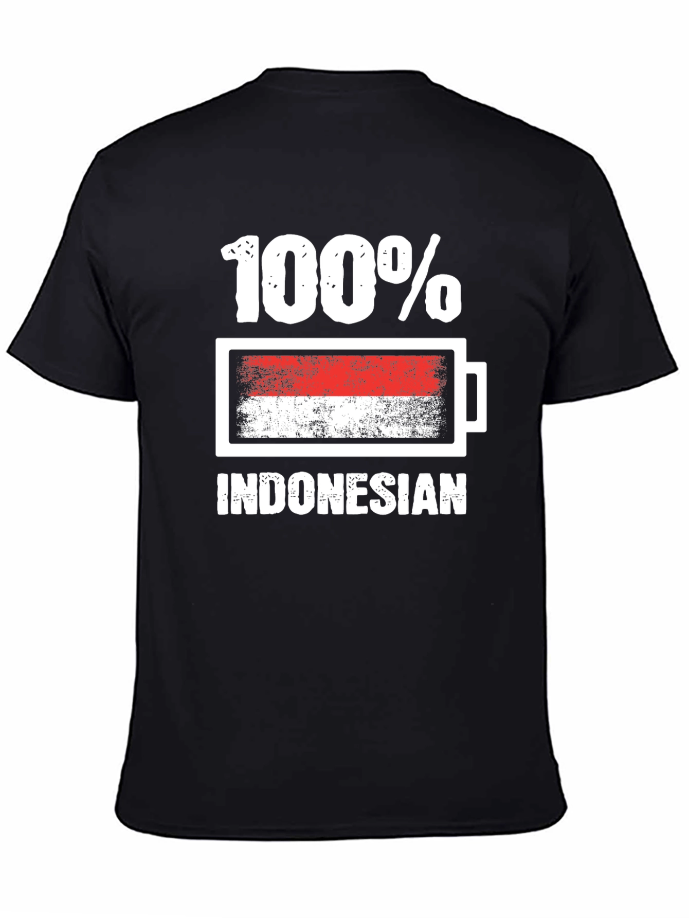 100% Indonesian T-Shirt - Battery Flag Design