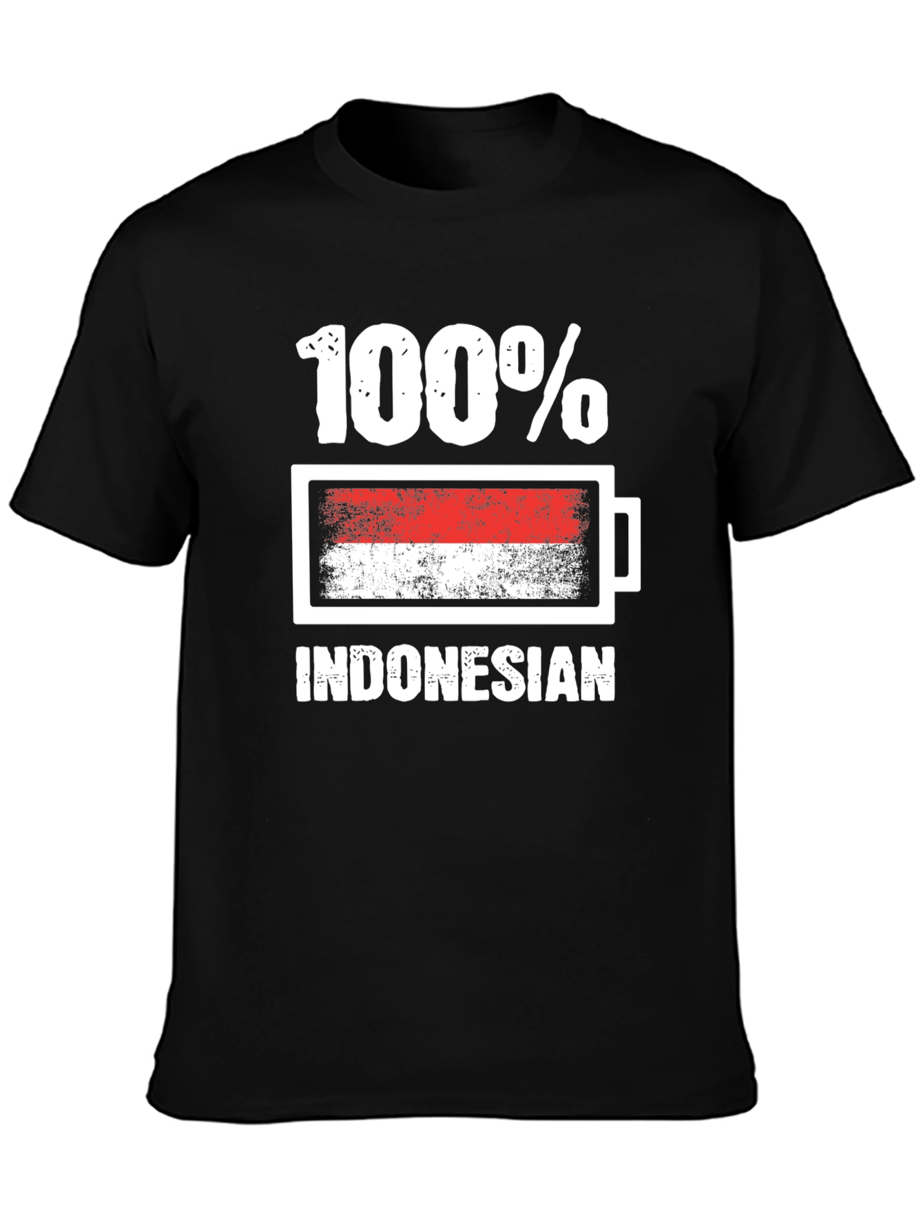 100% Indonesian T-Shirt - Battery Flag Design