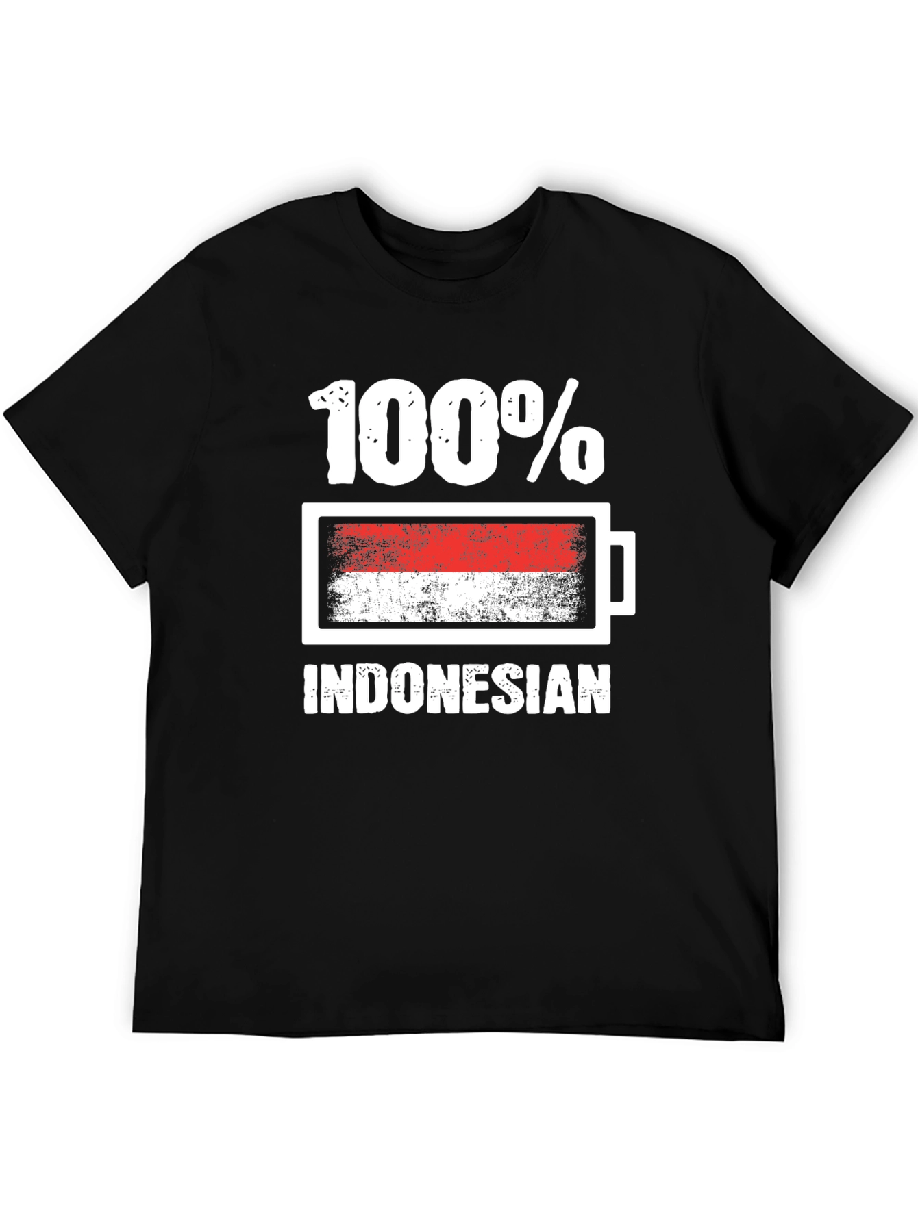 100% Indonesian T-Shirt - Battery Flag Design