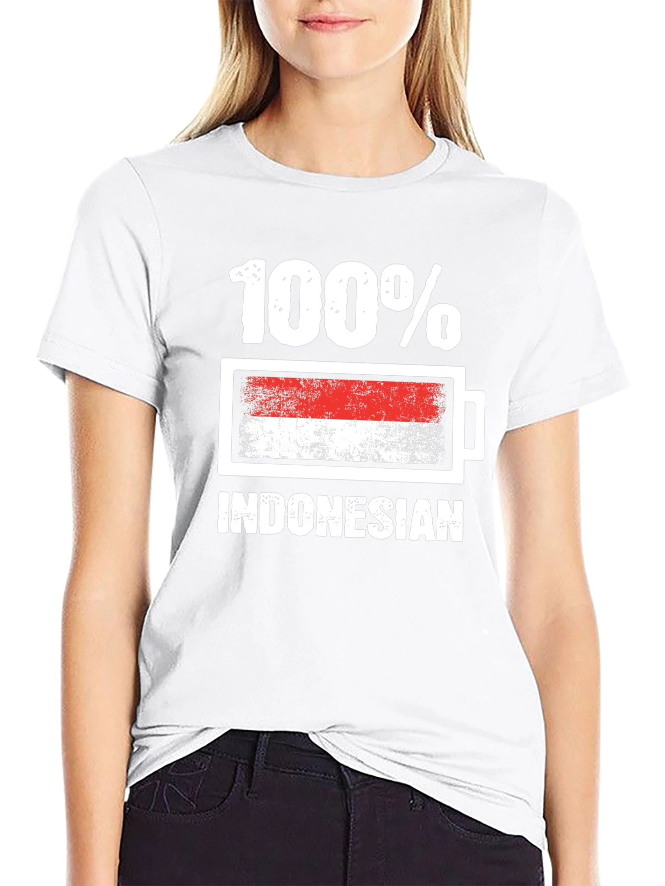100% Indonesian T-Shirt - Battery Flag Design