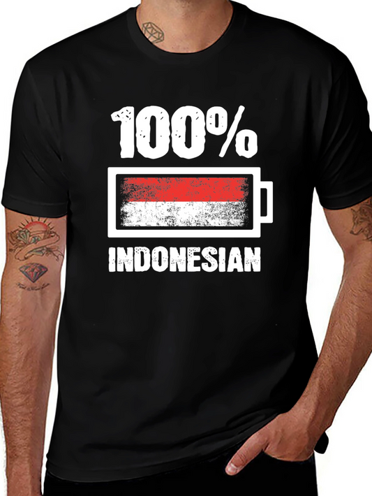 100% Indonesian T-Shirt - Battery Flag Design
