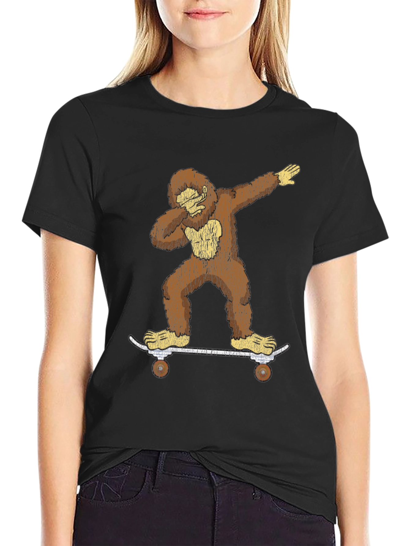 Bigfoot Skateboarder Dabbing Graphic Tee