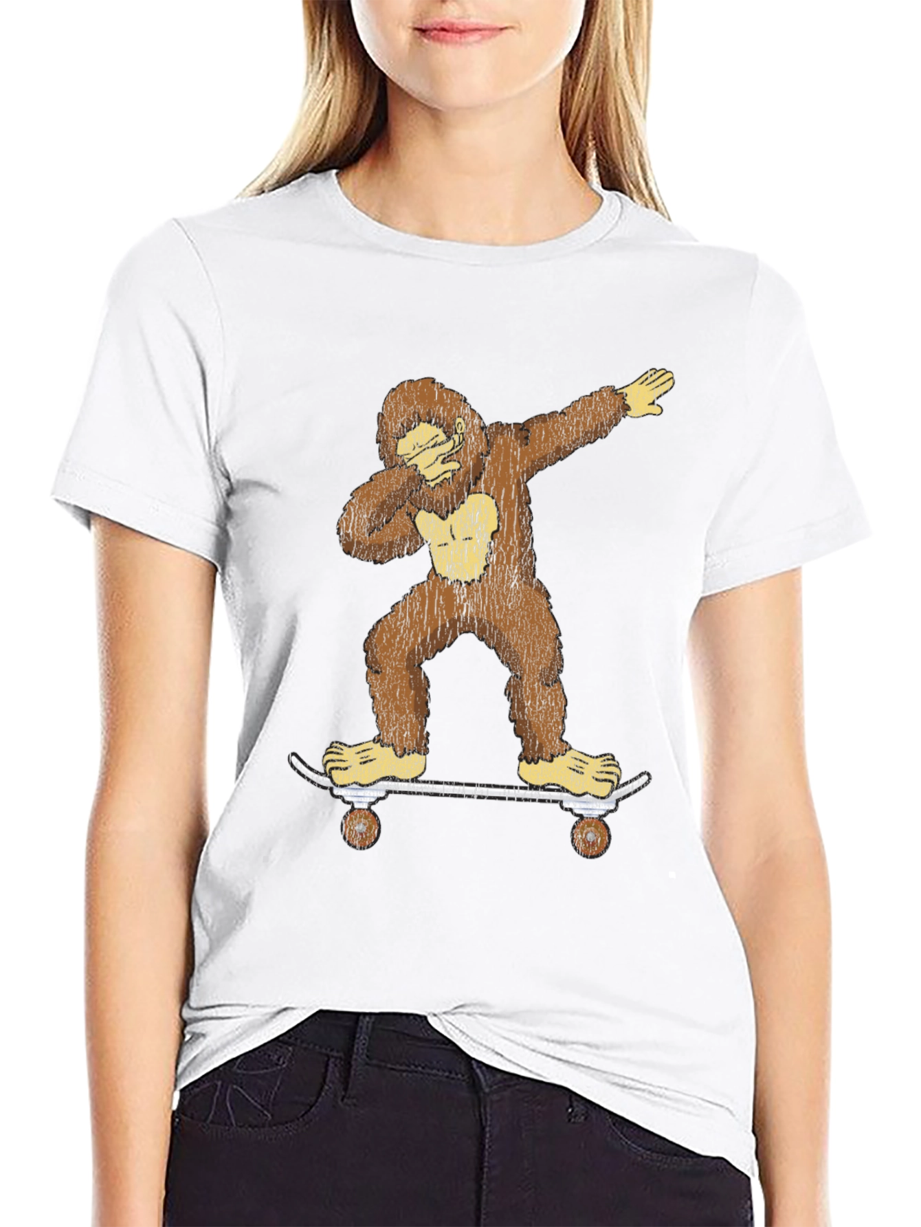 Bigfoot Skateboarder Dabbing Graphic Tee
