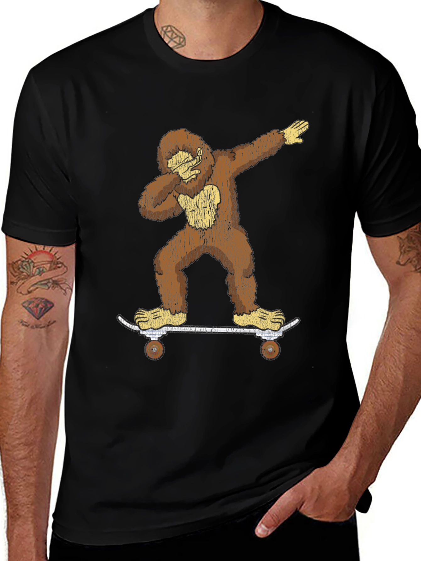 Bigfoot Skateboarder Dabbing Graphic Tee