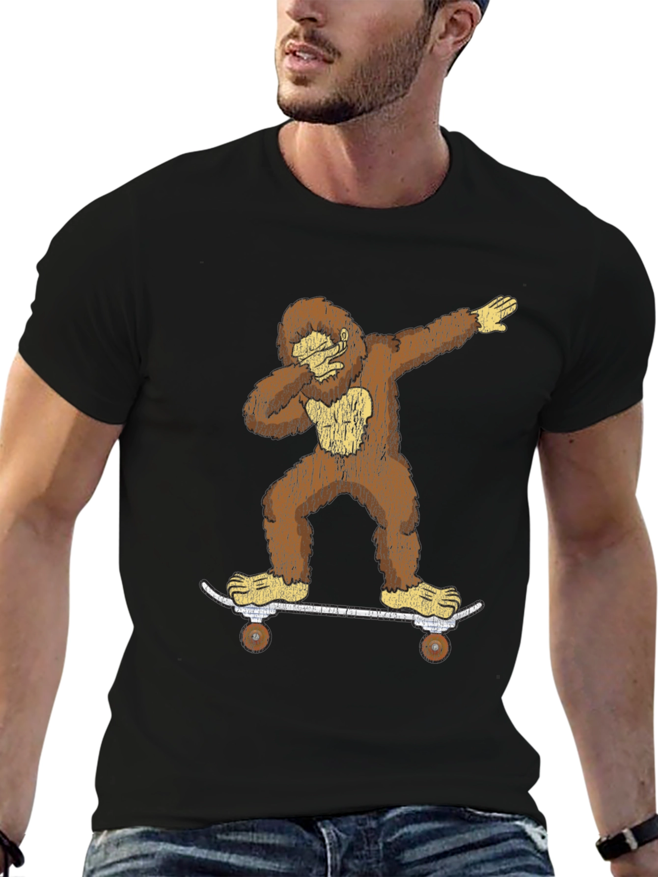 Bigfoot Skateboarder Dabbing Graphic Tee