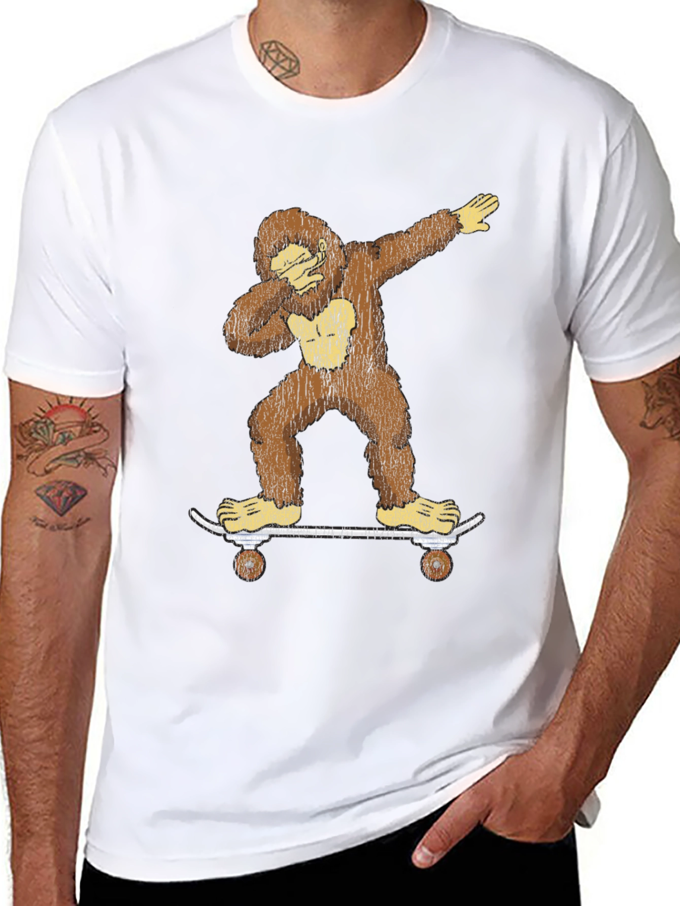 Bigfoot Skateboarder Dabbing Graphic Tee