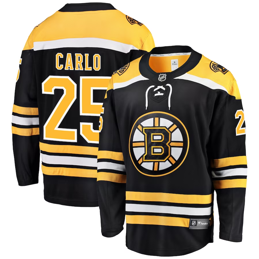 Men's Boston Bruins Brandon Carlo #25 Black Replica Player Jerseys