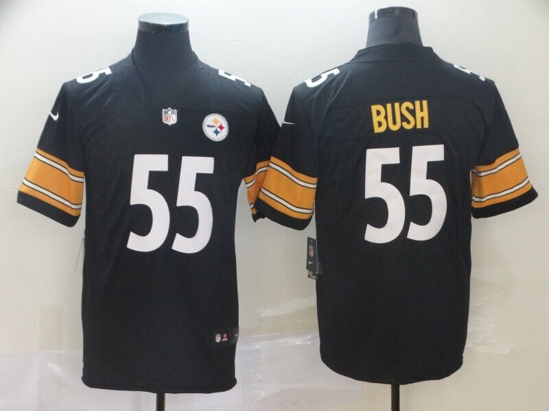 Men's Pittsburgh Steelers Devon Bush Jr. #55 Black Game Jerseys
