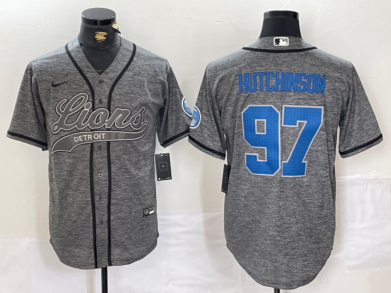 Men's Detroit Lions Aidan Hutchinson #97 Gray Player Jerseys