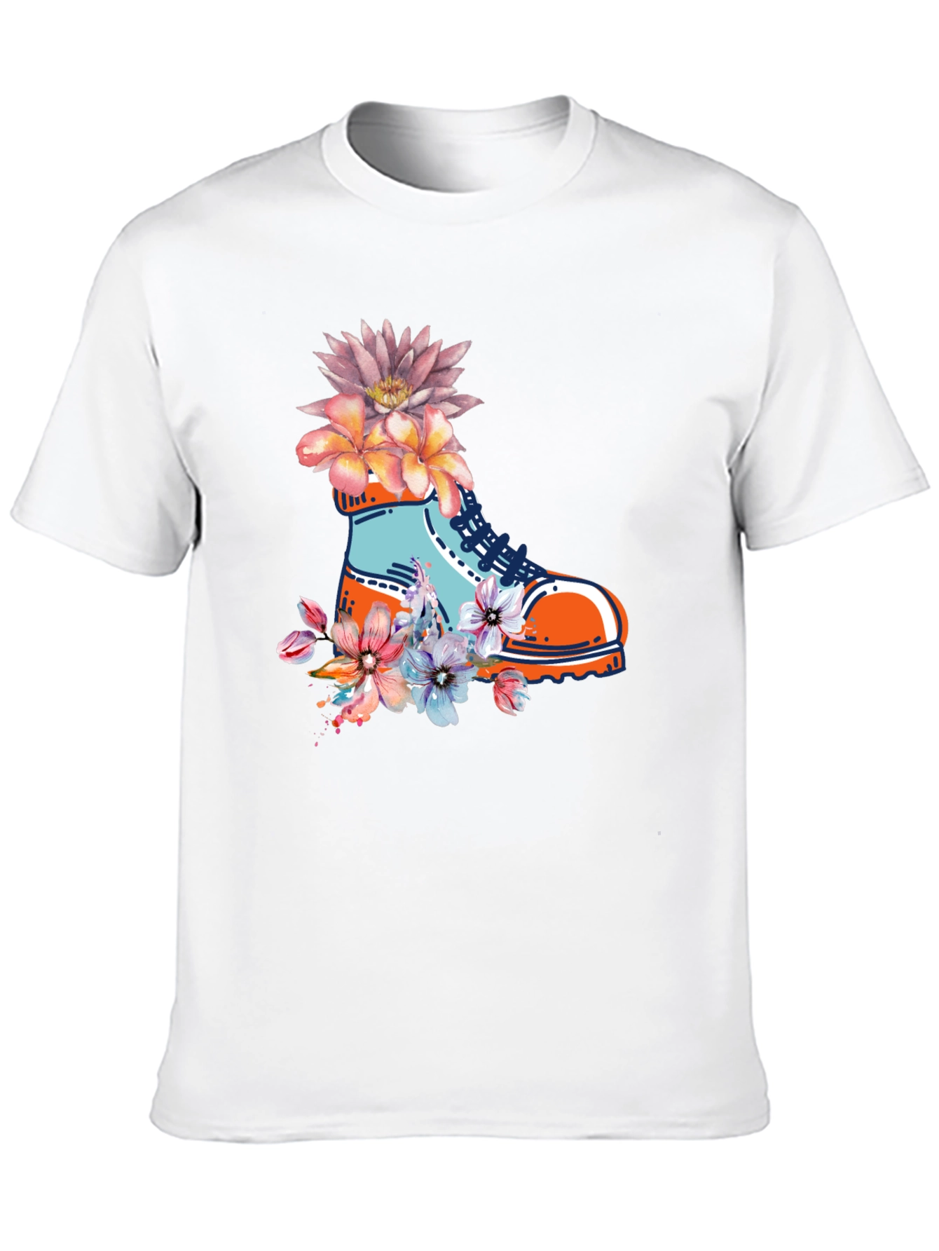 Floral Boot Print Black T-Shirt