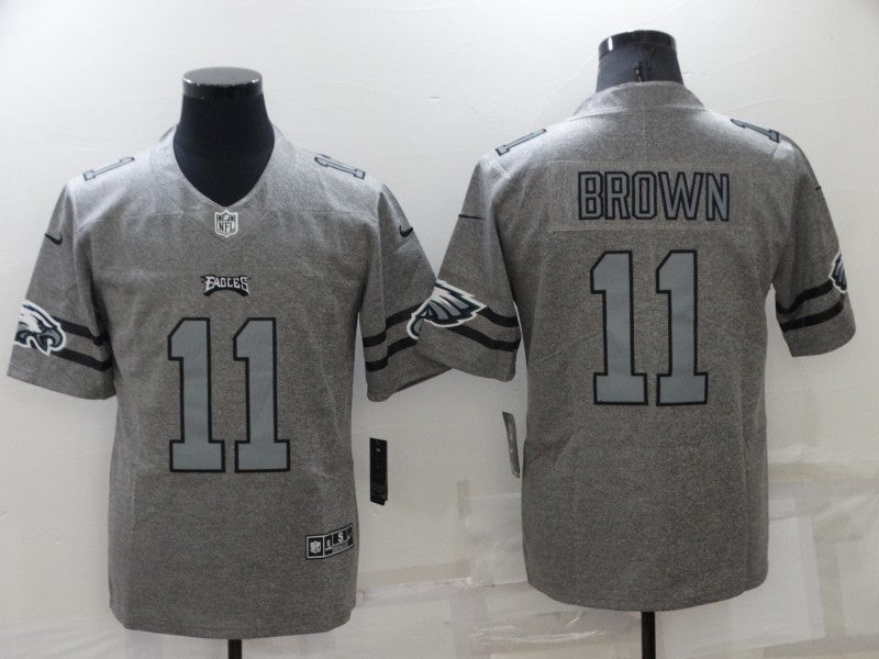 Men's Philadelphia Eagles A.J. Brown #11 Gray Game Jerseys
