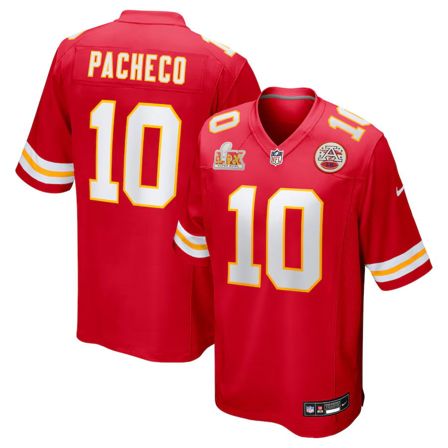 Men's Kansas City Chiefs Isiah Pacheco #10 Red Super Bowl LIX Game Jerseys