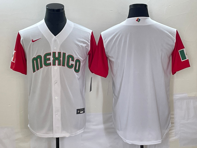 Men's 2023 World Baseball Classic Mexico White/Red Blank Jerseys