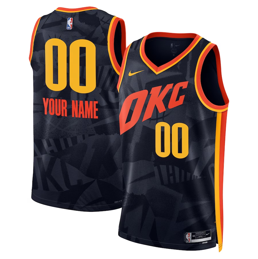 Men's Oklahoma City Thunder Black 2023/24 Custom Swingman Jerseys - City Edition