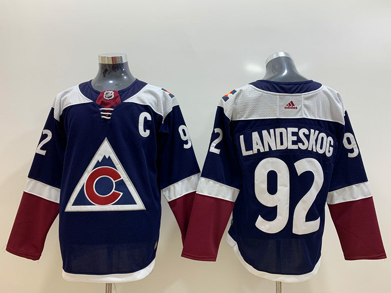 Men's Colorado Avalanche Gabriel Landeskog #92 Navy Alternate Captain Patch Primegreen Authentic Pro Player Jerseys