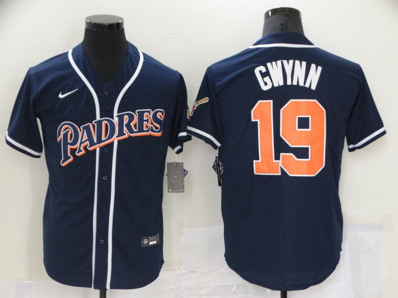 Men's San Diego Padres Tony Gwynn #19 Navy Stitched Jerseys