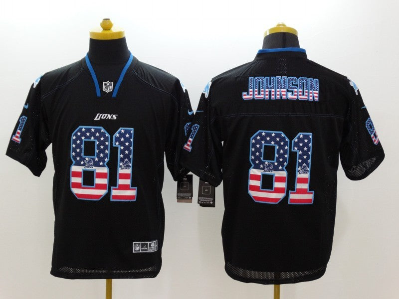 Men's Detroit Lions Calvin Johnson #81 Black Game Player Jerseys