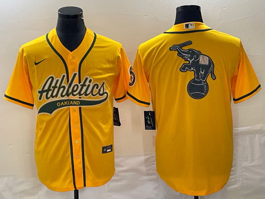 Men's Oakland Athletics Gold Replica Game Jerseys Joint Edition