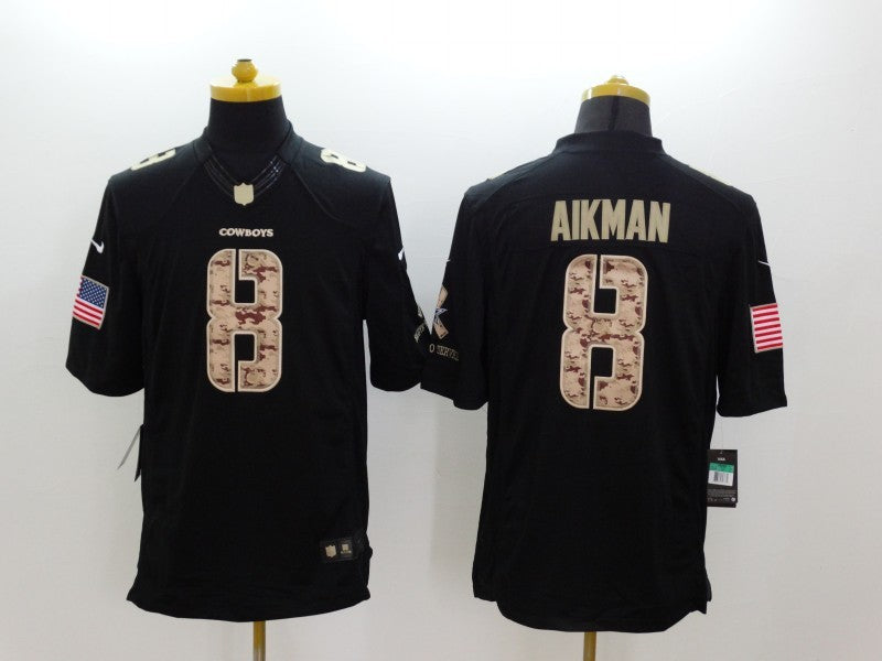Men's Dallas Cowboys Troy Aikman #8 Black Game Player Jerseys