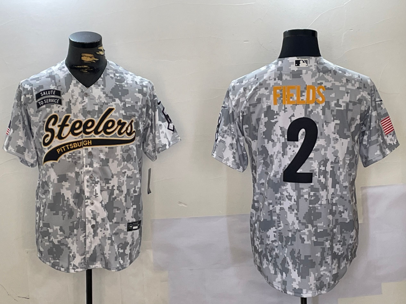 Men's Pittsburgh Steelers Justin Fields #2 Arctic Camo Salute to Service Limited Jerseys