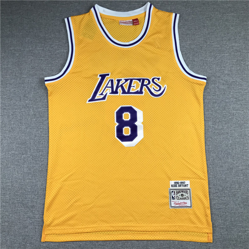Men's Los Angeles Lakers Kobe Bryant 1996-97 Yellow Hardwood Classics Authentic Jerseys