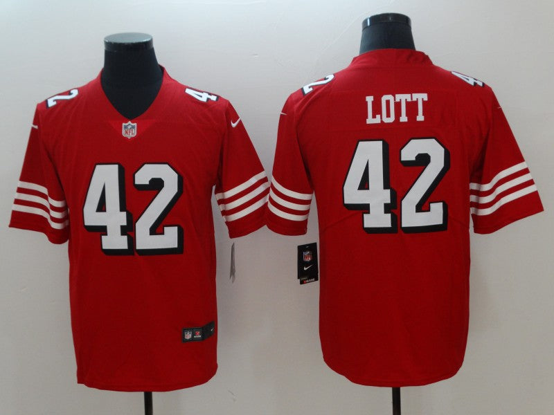 Men's San Francisco 49ers Ronnie Lott #42 Red Game Player Jerseys