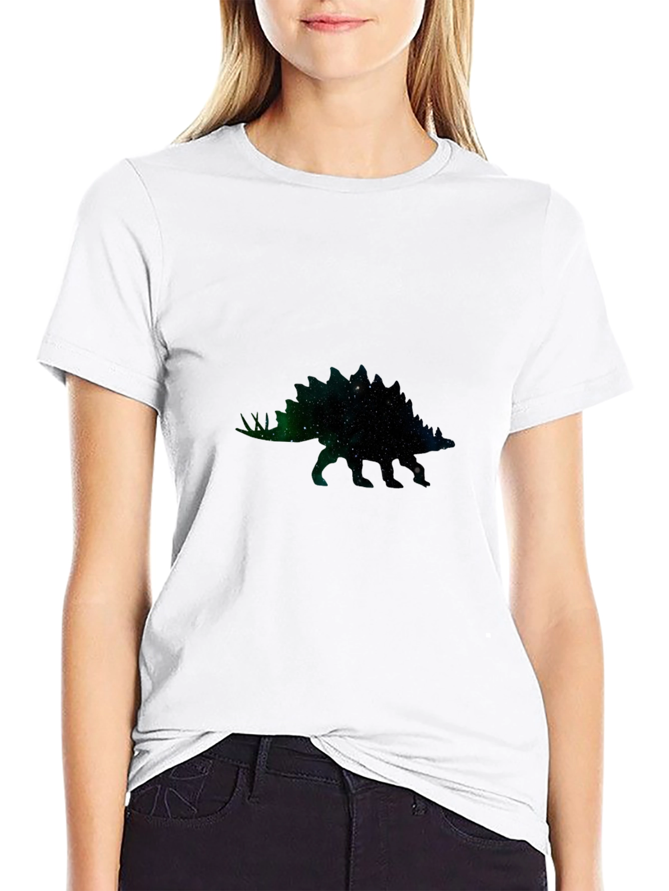 Galaxy Stegosaurus Graphic Tee - Black